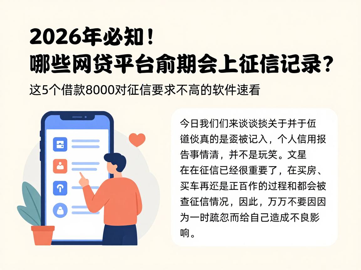 2026年必知！哪些网贷平台逾期会上征信记录？这5个借款8000对征信要求不高的软件速看