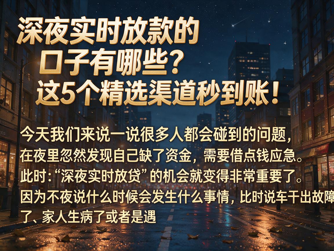 深夜实时放款的口子有哪些？这5个精选渠道秒到账！