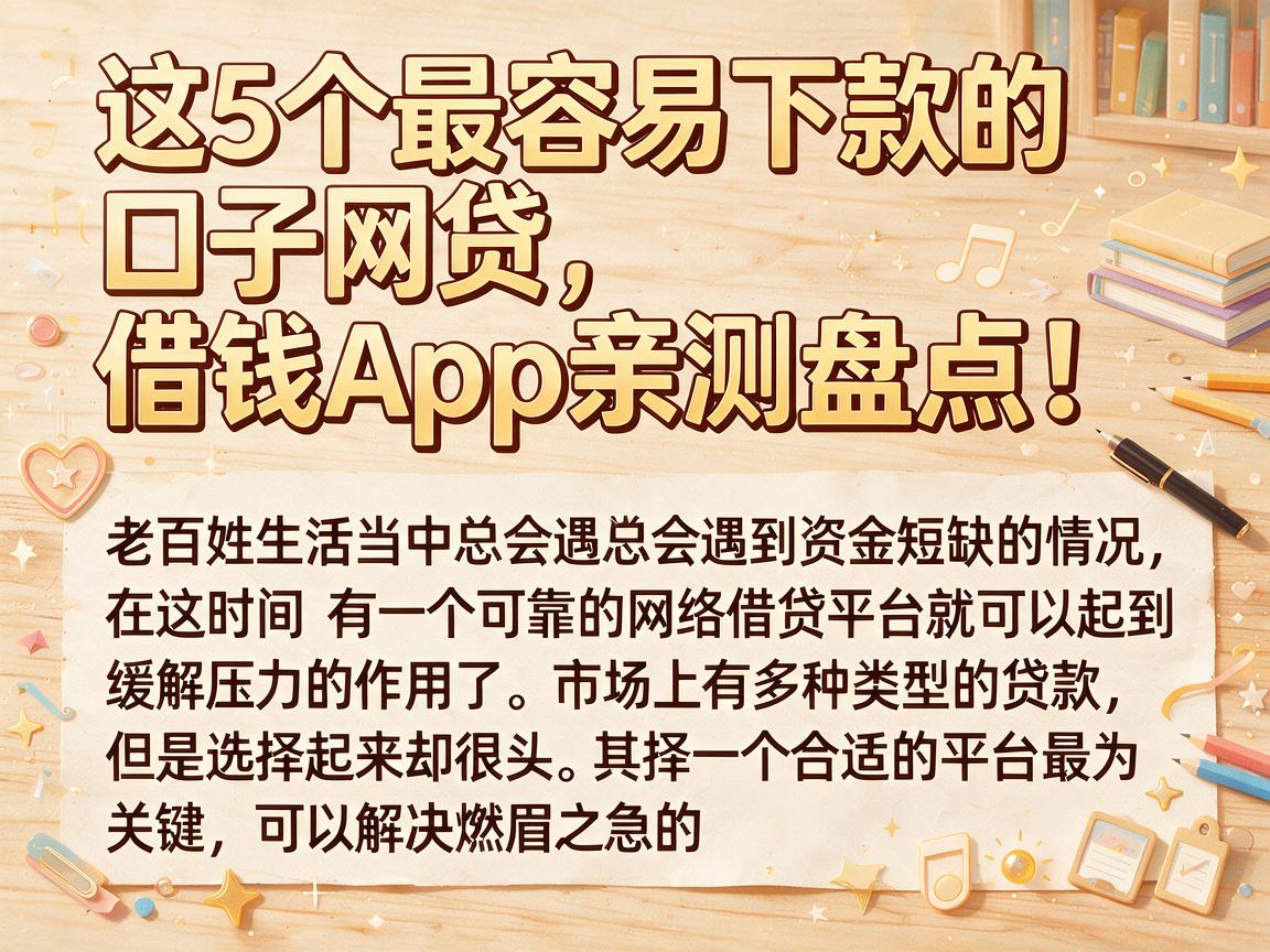 这5个最容易下款的口子网贷，借钱App亲测盘点！