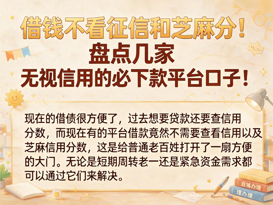 借钱不看征信和芝麻分！盘点几家无视信用的必下款平台口子