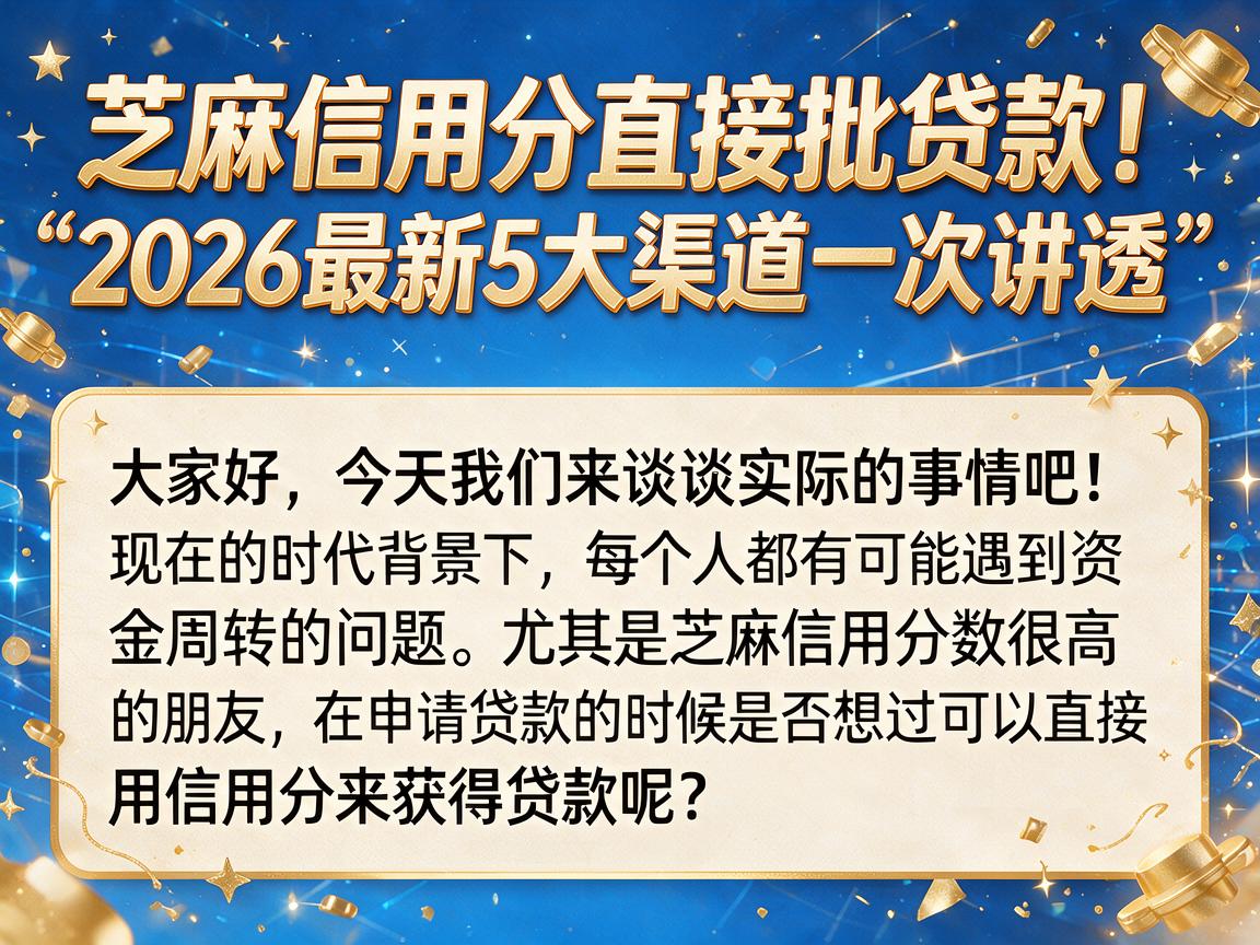芝麻信用分直接批贷款！2026最新5大渠道一次讲透