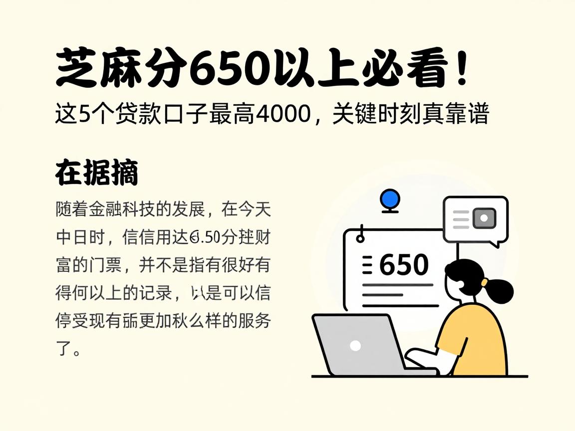 芝麻分650以上必看！这5个贷款口子最高4000，关键时刻真靠谱