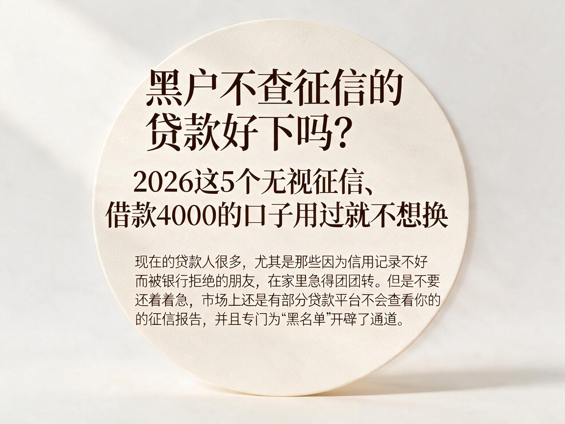 黑户不查征信的贷款好下吗？2026这5个无视征信、借款4000的口子用过就不想换