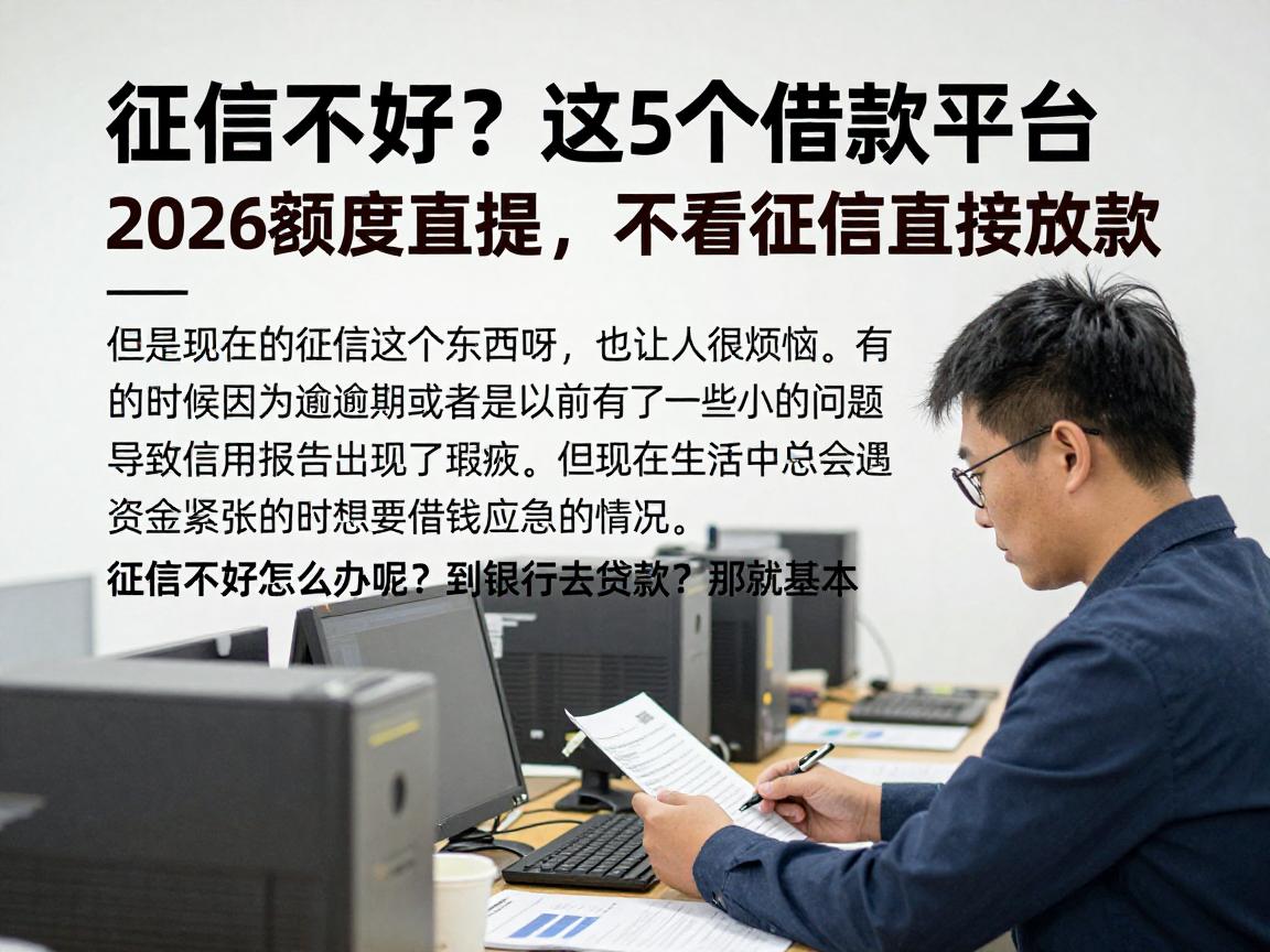 征信不太好？这5个借款平台2026额度直提，不看征信直接放款！