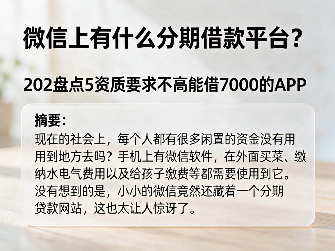 微信上有什么分期借款平台?202盘点5资质要求不高能借7000的APP