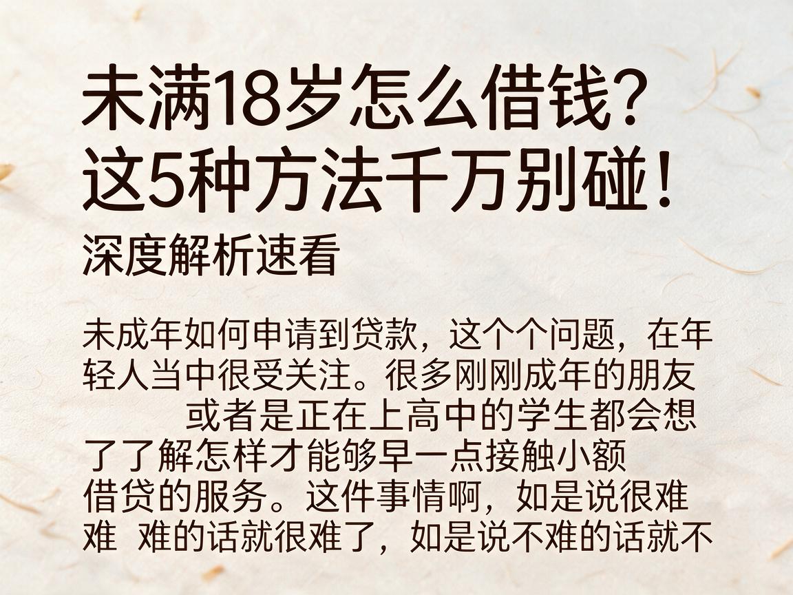 未满18岁怎么借钱?这5种方法千万别碰!深度解析速看
