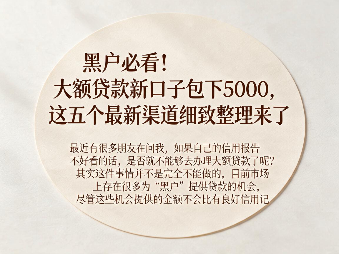 黑户必看!大额贷款新口子包下5000,这五个最新渠道细致整理来了