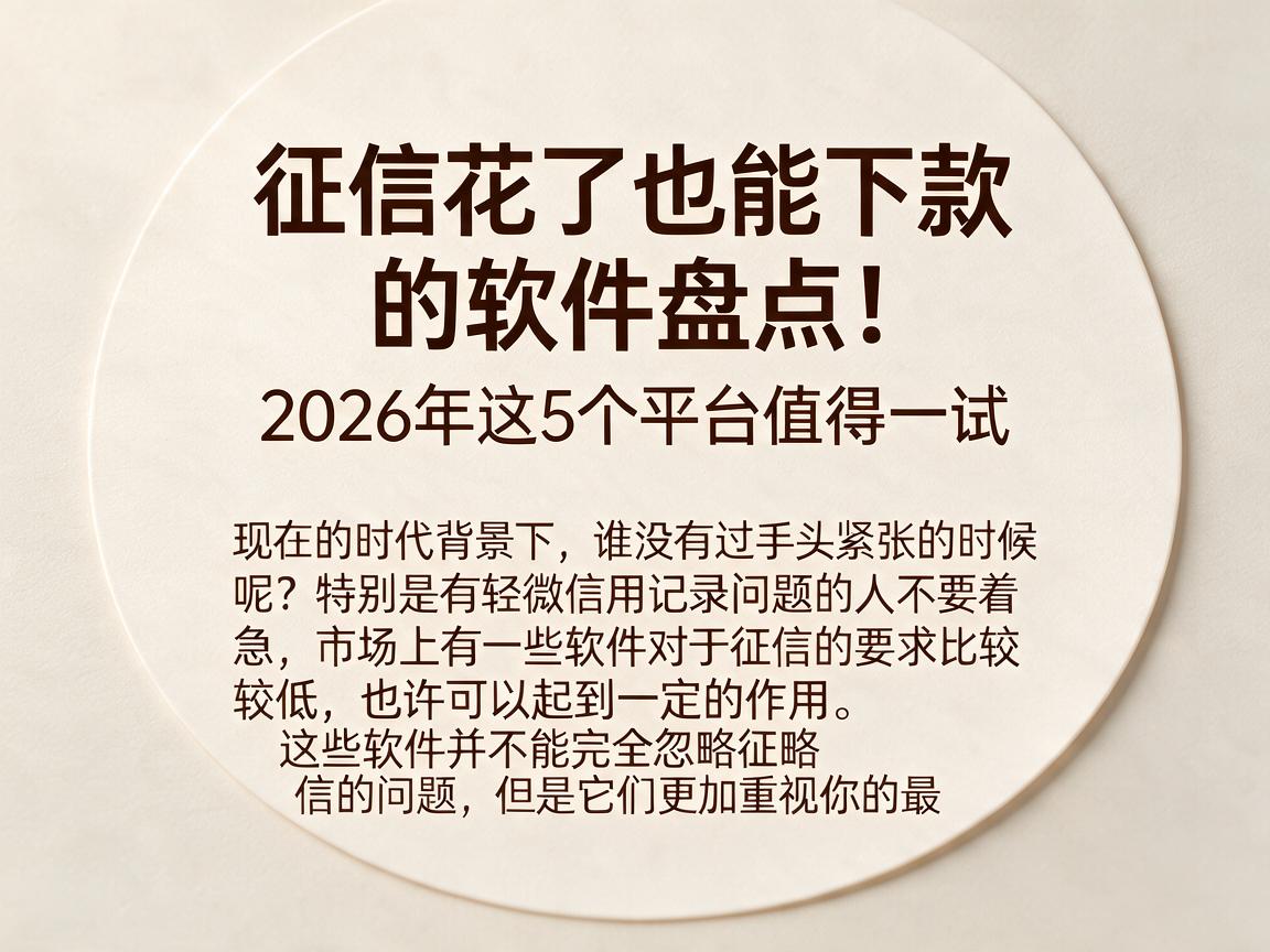 征信花了也能下款的软件盘点！2026年这5个平台值得一试