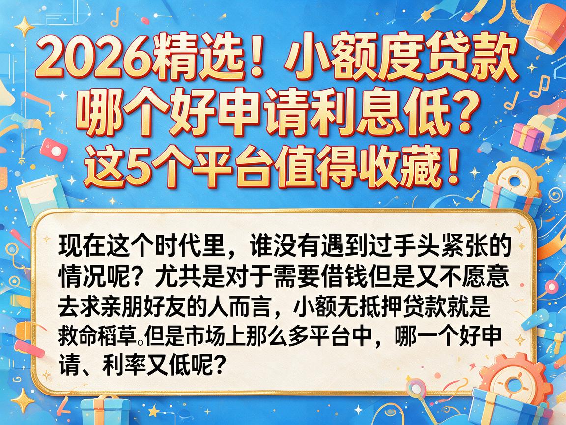 2026精选!小额度贷款哪个好申请利息低?这5个平台值得收藏!