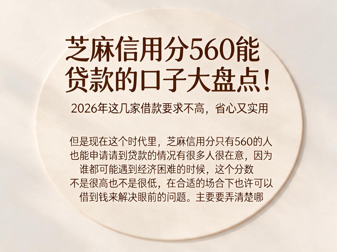 芝麻信用分560能贷款的口子大盘点！2026年这几家借款要求不高，省心又实用