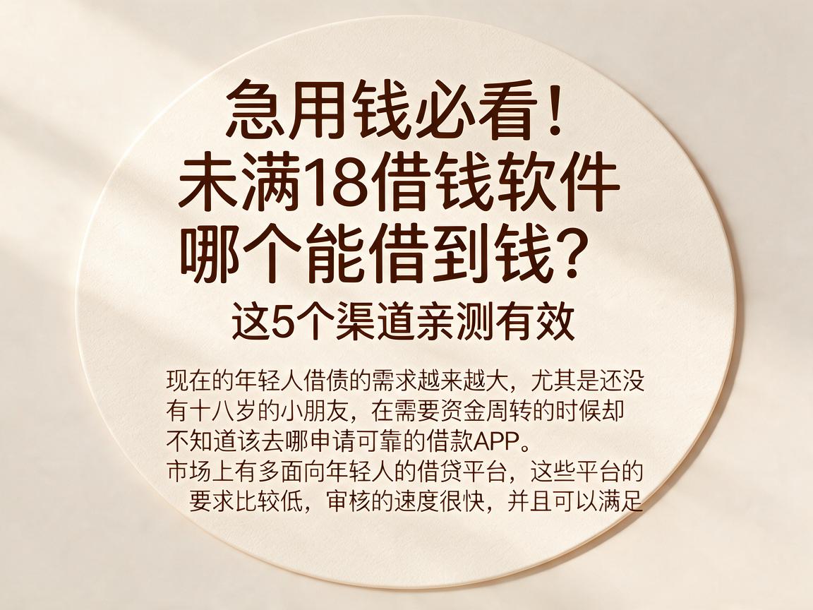 急用钱必看！未满18借钱软件哪个能借到钱？这5个渠道亲测有效