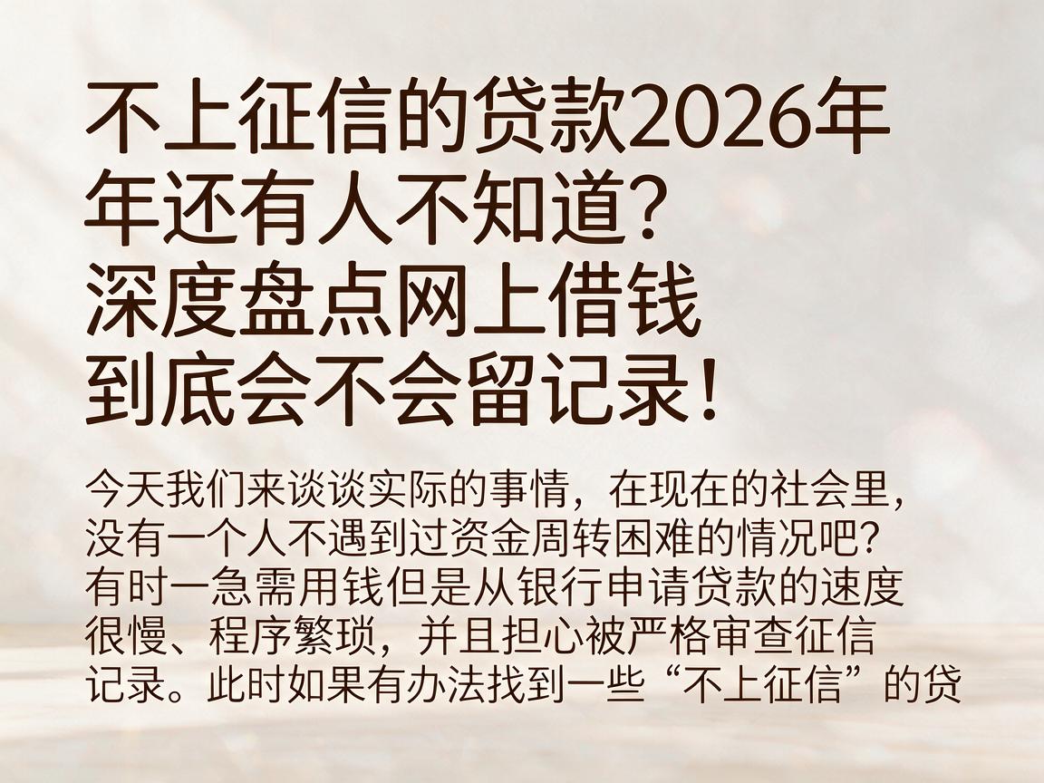 不上征信的贷款2026年还有人不知道？深度盘点网上借钱到底会不会留记录！
