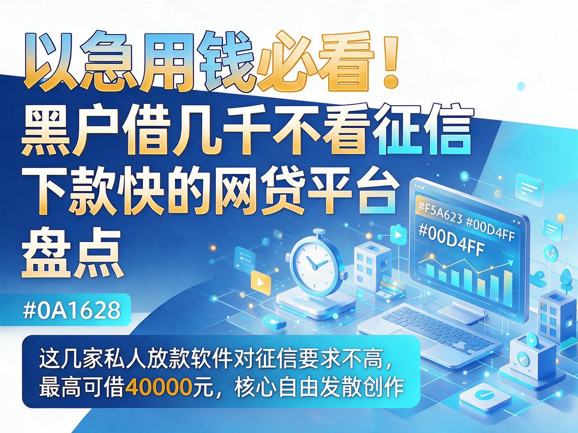 急用钱必看!黑户借几千不看征信下款快的网贷平台盘点,这几家私人放款软件对征信要求不高,最高可借40000元