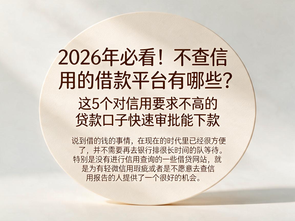2026年必看!不查信用的借款平台有哪些?这5个对信用要求不高的贷款口子快速审批能下款