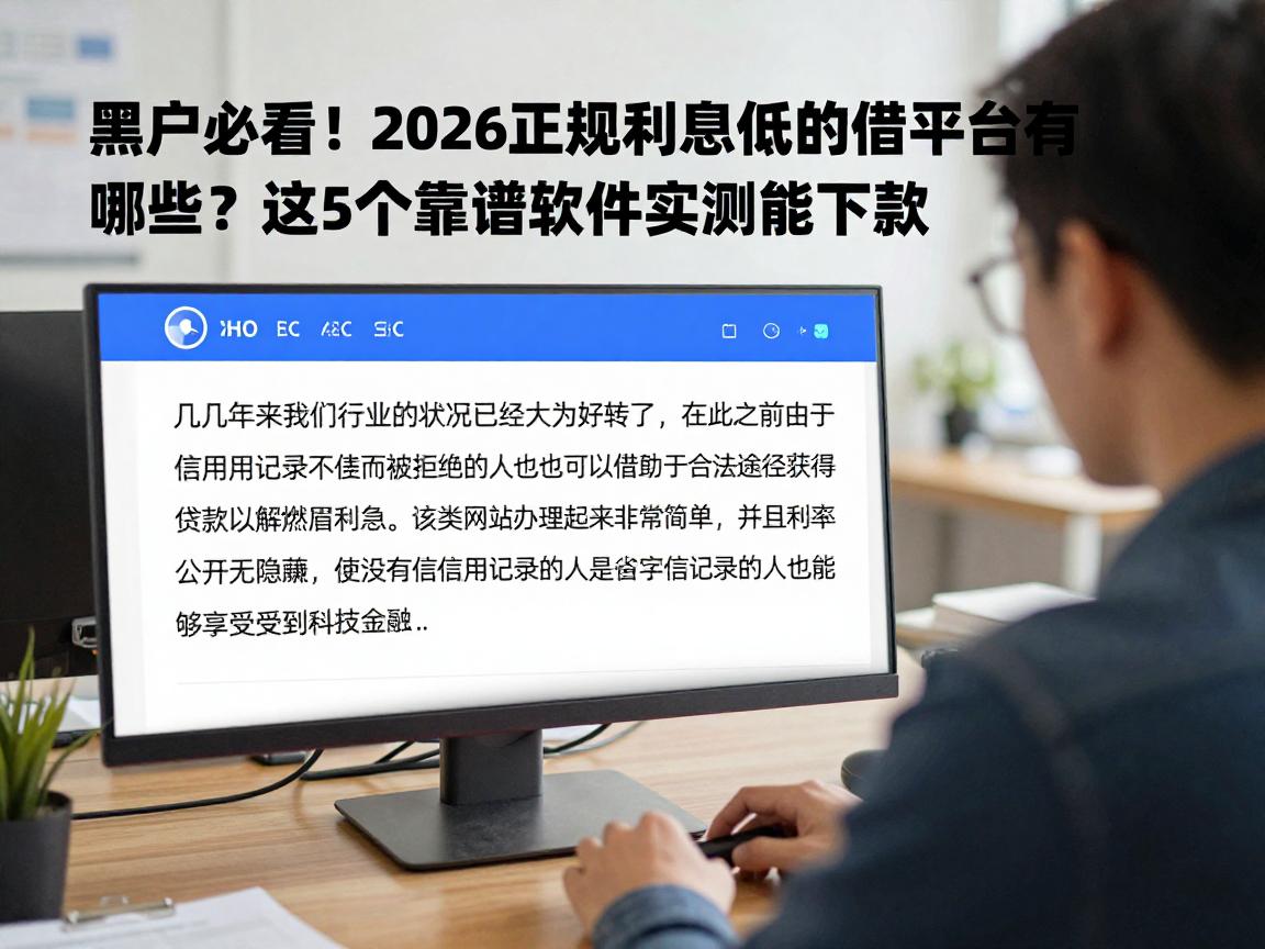 黑户必看！2026正规利息低的借款平台有哪些？这5个靠谱软件实测能下款