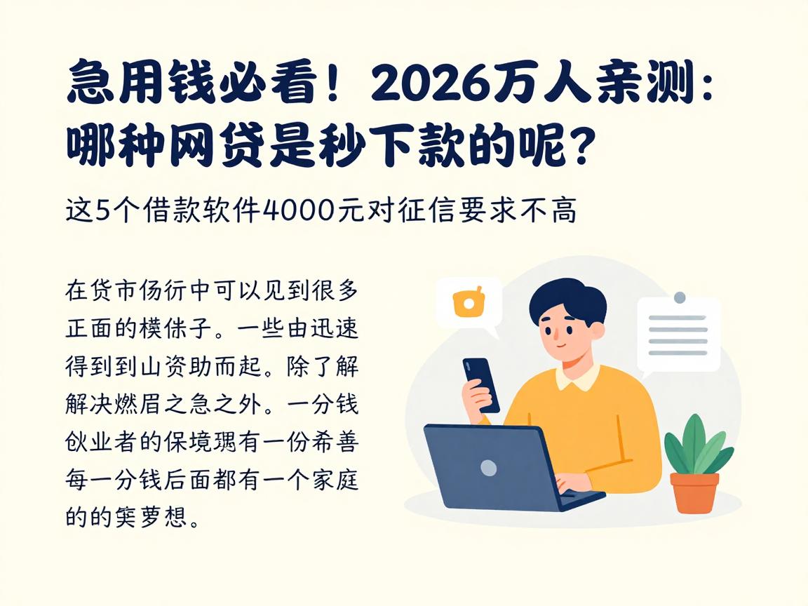 急用钱必看!2026万人亲测:哪种网贷是秒下款的呢?这5个借款软件4000元对征信要求不高