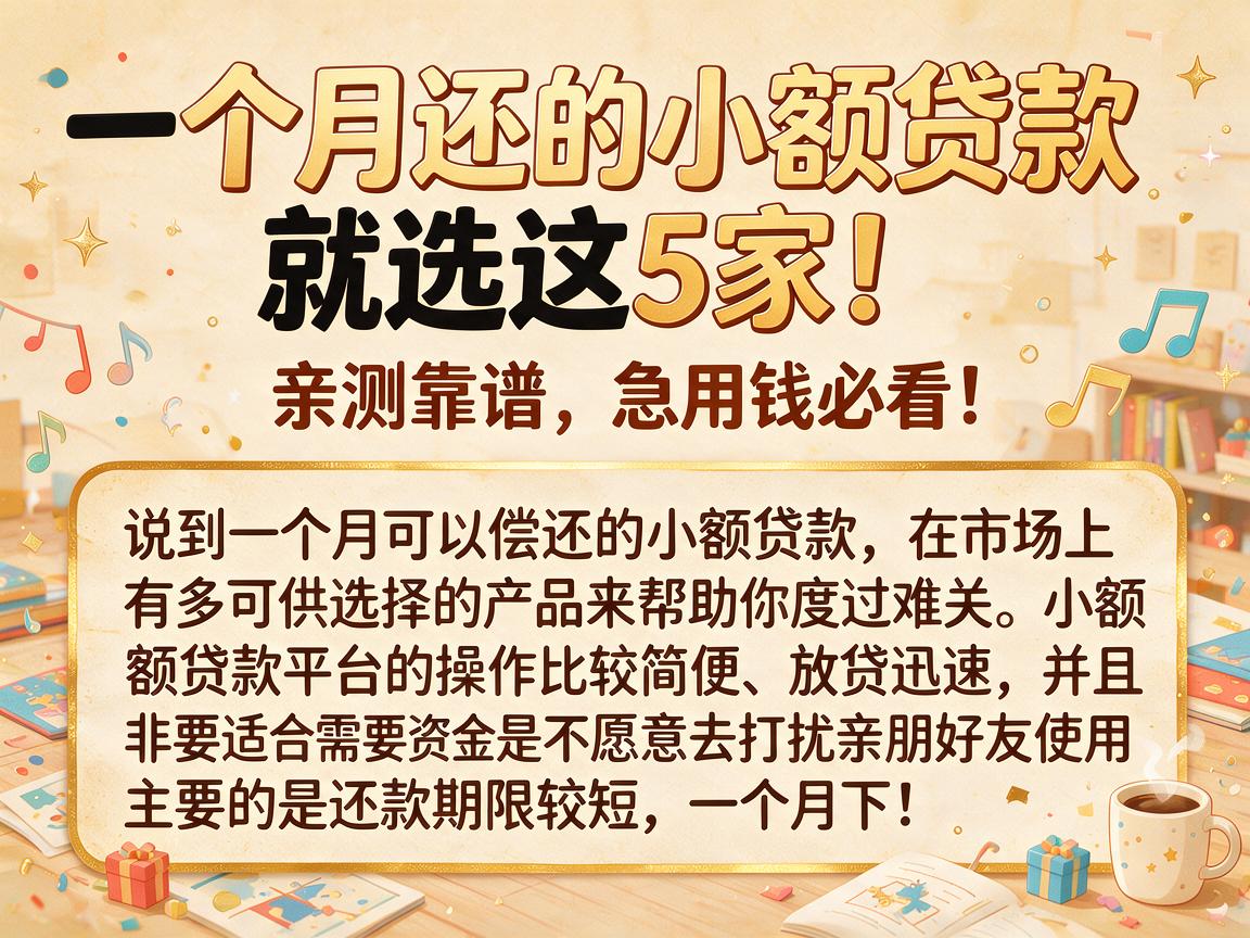 一个月还的小额贷款就选这5家!亲测靠谱,急用钱必看