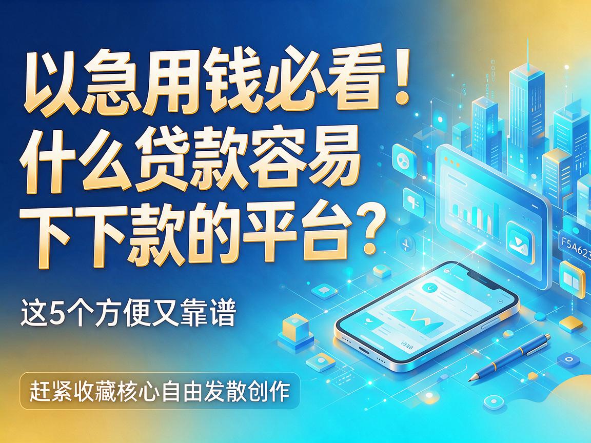 急用钱必看！什么贷款容易下款的平台？这5个方便又靠谱，赶紧收藏