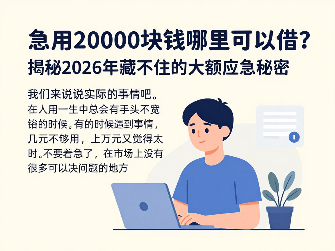 急用20000块钱哪里可以借?揭秘2026年藏不住的大额应急秘密!
