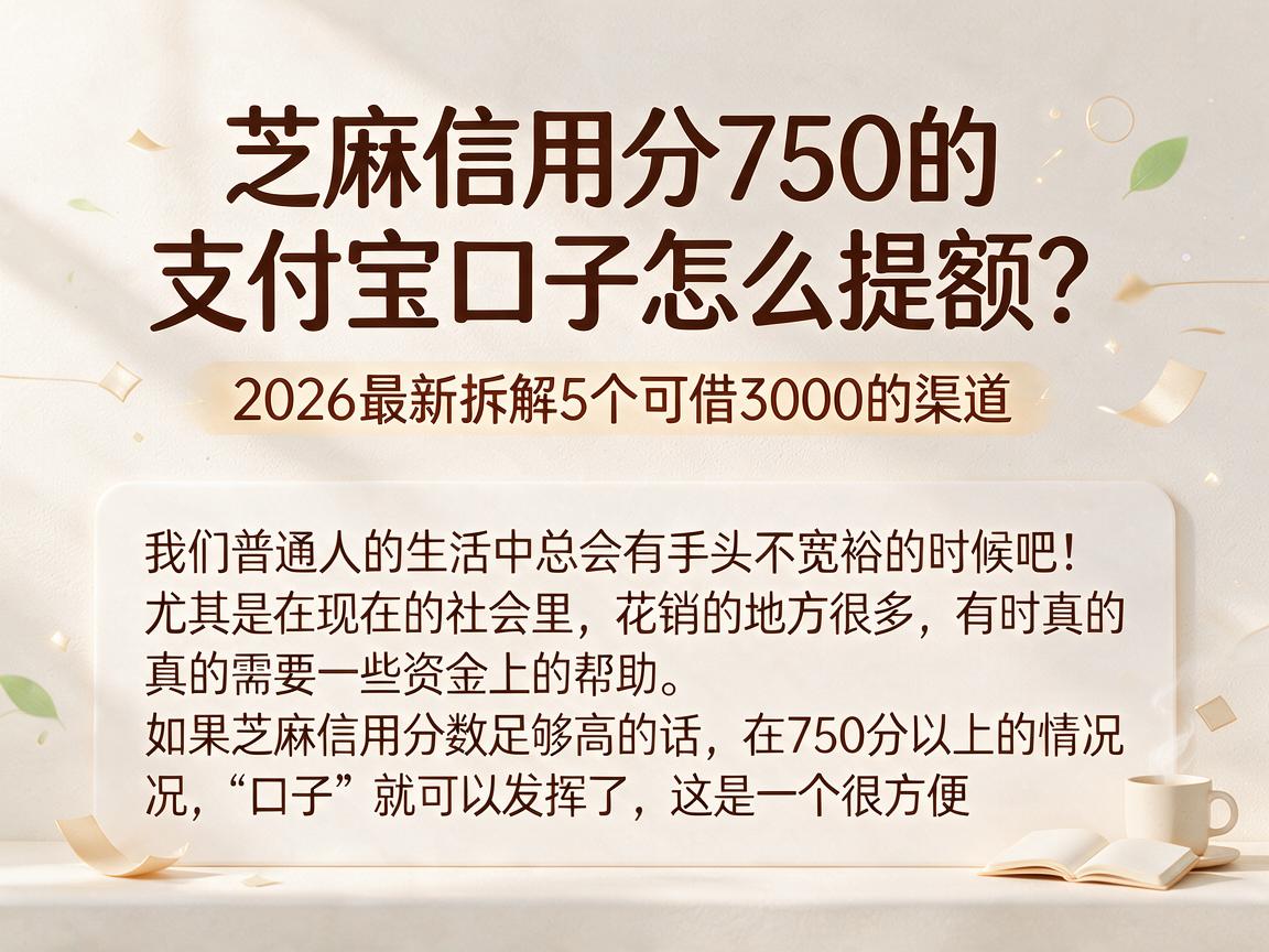 芝麻信用分750的支付宝口子怎么提额？2026最新拆解5个可借3000的渠道