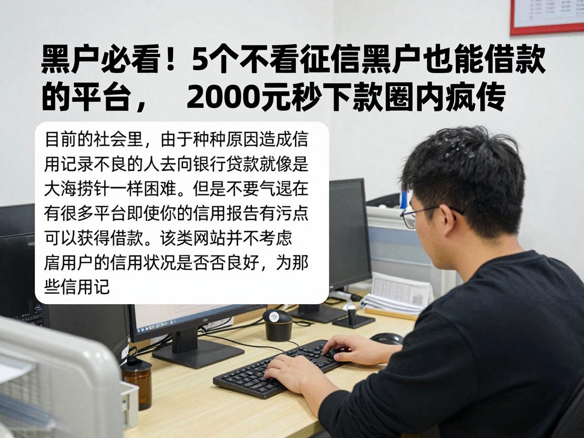 黑户必看！5个不看征信黑户也能借款的平台，2000元秒下款圈内疯传