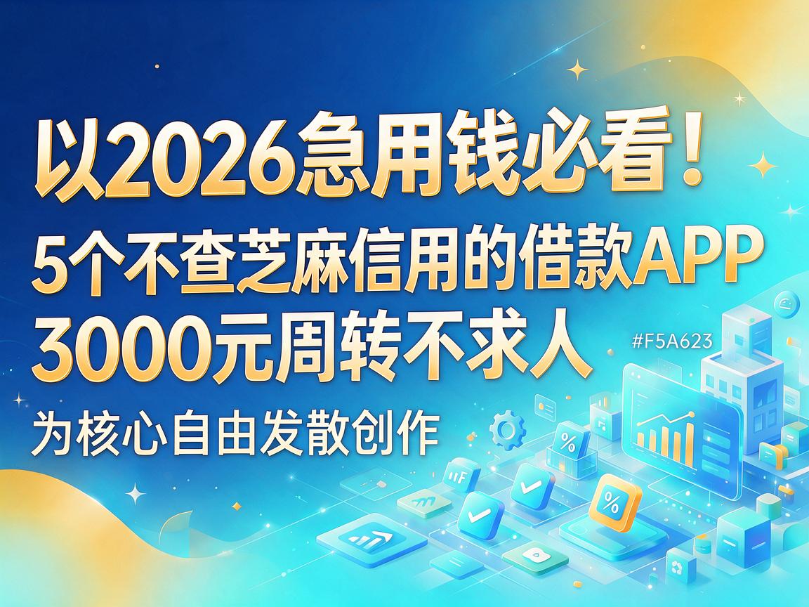 2026急用钱必看！5个不查芝麻信用的借款APP，3000元周转不求人