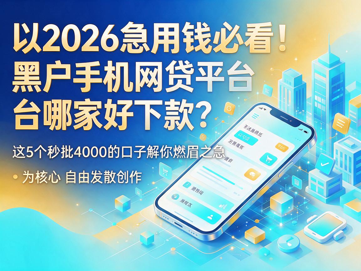 2026急用钱必看！黑户手机网贷平台哪家好下款？这5个秒批4000的口子解你燃眉之急