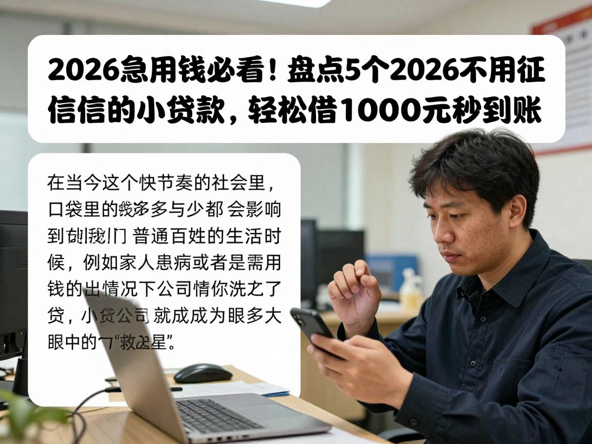 2026急用钱必看！盘点5个2026不用征信的小额贷款，轻松借1000元秒到账