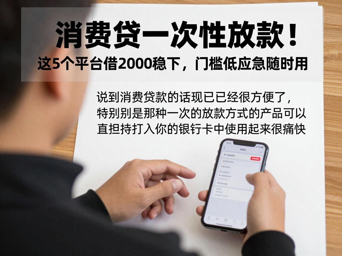消费贷是一次性放款!这5个平台借2000稳下,门槛低应急随时用