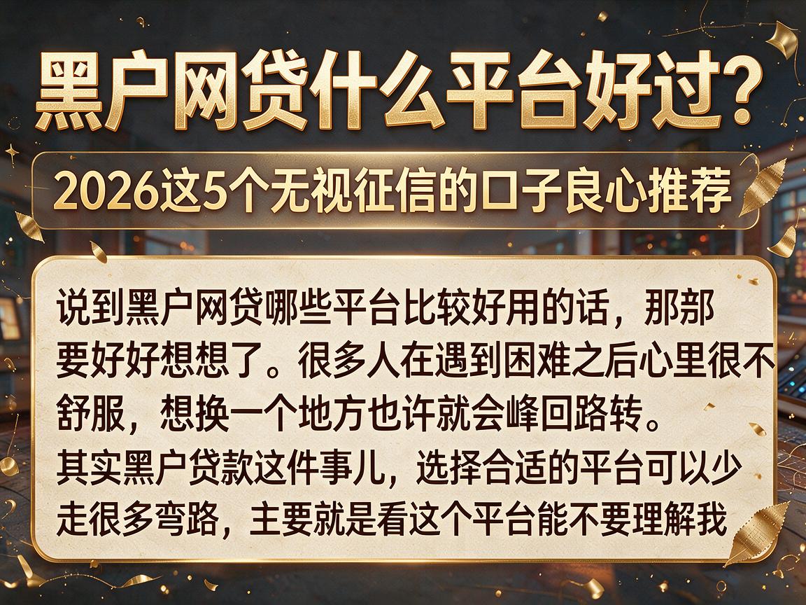 黑户网贷什么平台好过？2026这5个无视征信的口子良心推荐