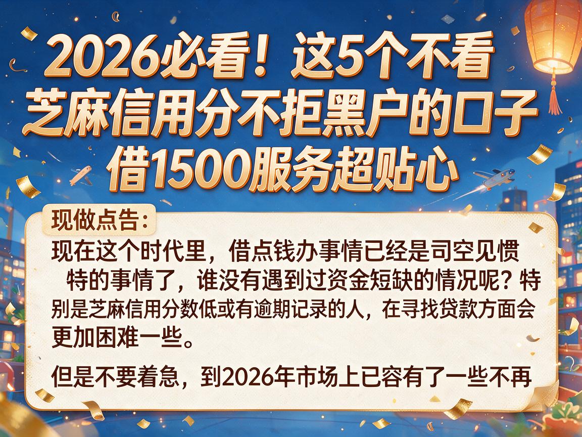 2026必看!这5个不看芝麻信用分不拒黑户的口子,借1500服务超贴心