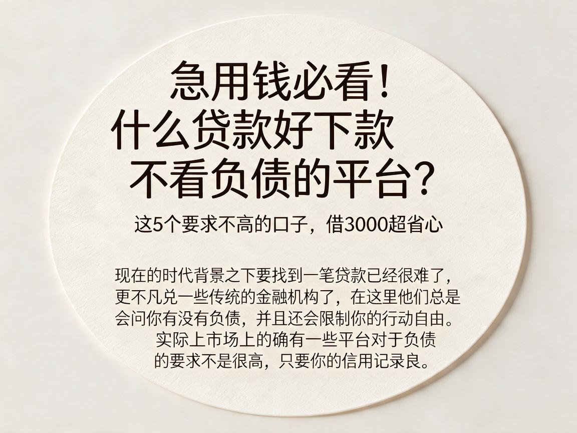 急用钱必看!什么贷款好下款不看负债的平台?这5个要求不高的口子,借3000超省心