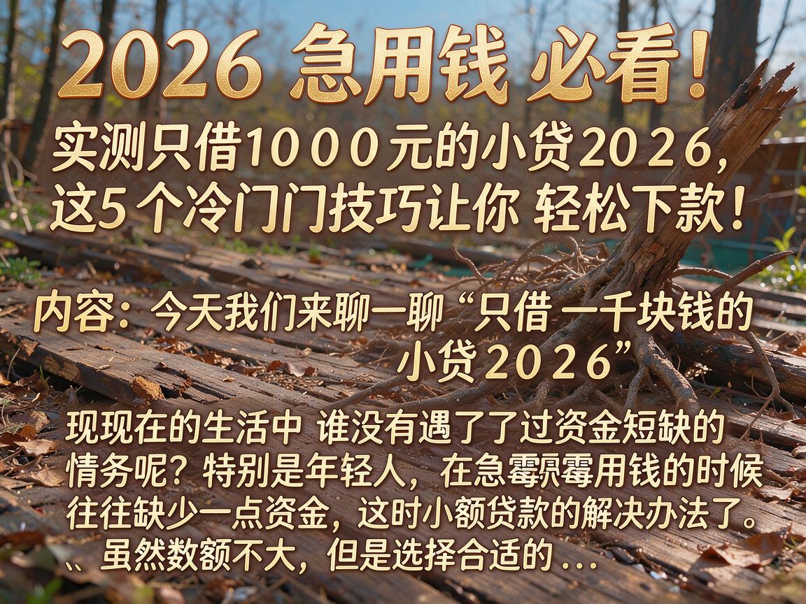 2026急用钱必看！实测只借1000元的小贷2026，这5个冷门技巧让你轻松下款