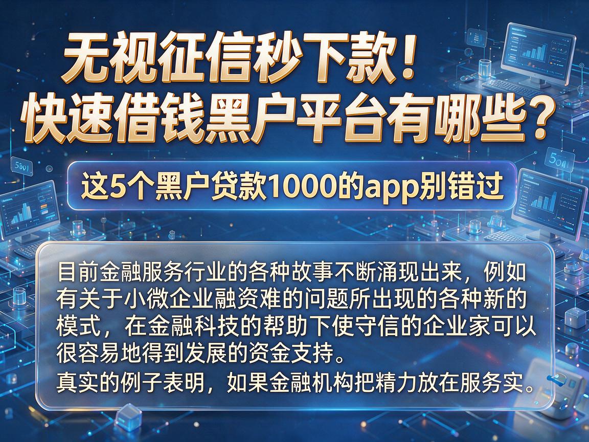 无视征信秒下款！快速借钱黑户平台有哪些？这5个黑户贷款1000的app别错过