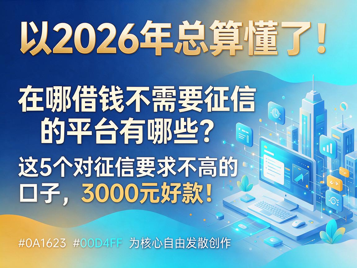 2026年总算懂了!在哪借钱不需要征信的平台有哪些?这5个对征信要求不高的口子,3000元好款!