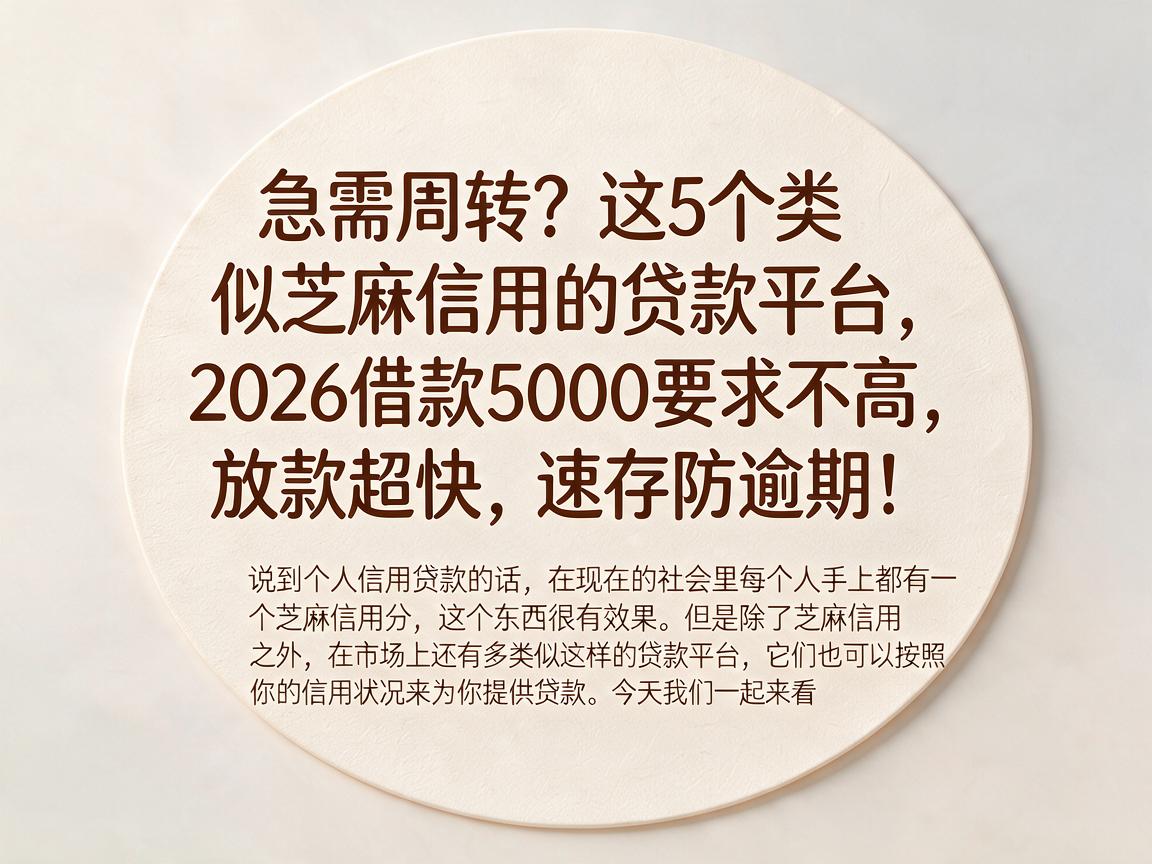 急需周转?这5个类似芝麻信用的贷款平台,2026借款5000要求不高、放款超快,速存防逾期!
