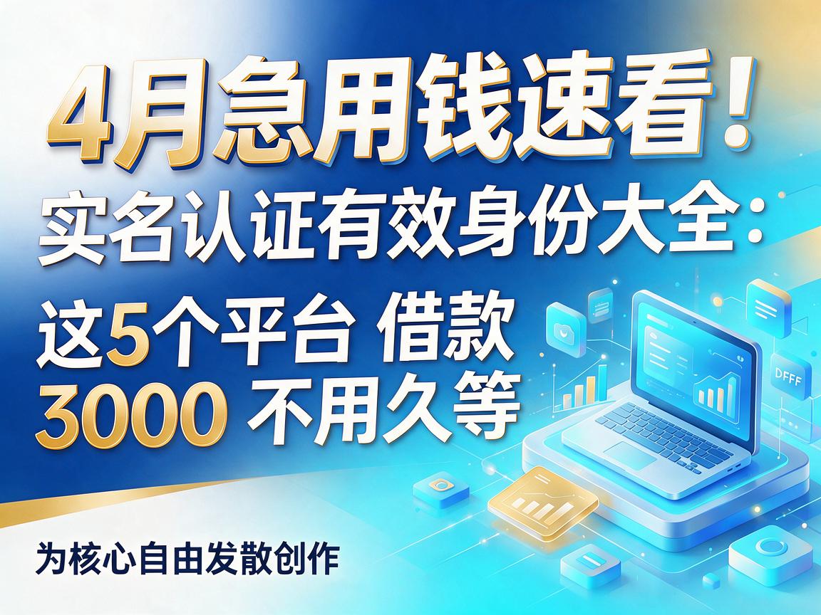 4月急用钱速看！实名认证有效身份大全：这5个平台借款3000不用久等