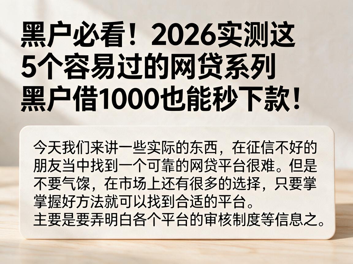 黑户必看!2026实测这5个容易过的网贷系列,黑户借1000也能秒下款