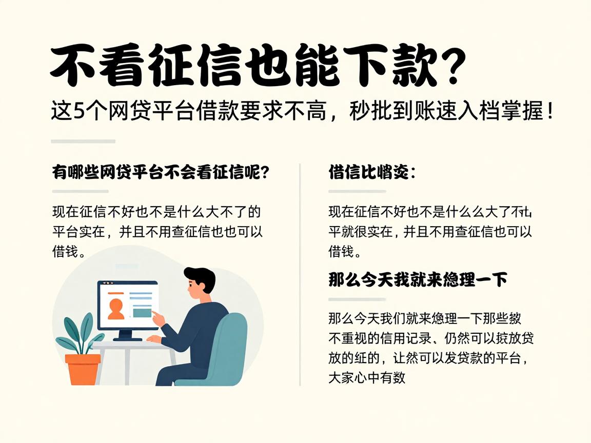 不看征信也能下款？这5个网贷平台借款要求不高，秒批到账速入档掌握！