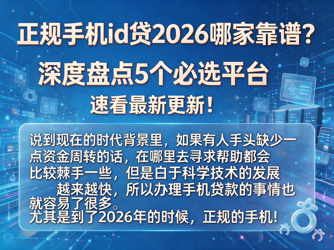 正规手机id贷2026哪家靠谱？深度盘点5个必选平台，速看最新更新！