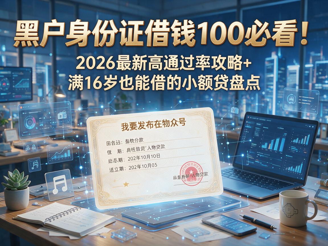 黑户身份证借钱100必看！2026最新高通过率攻略+满16岁也能借的小额贷盘点