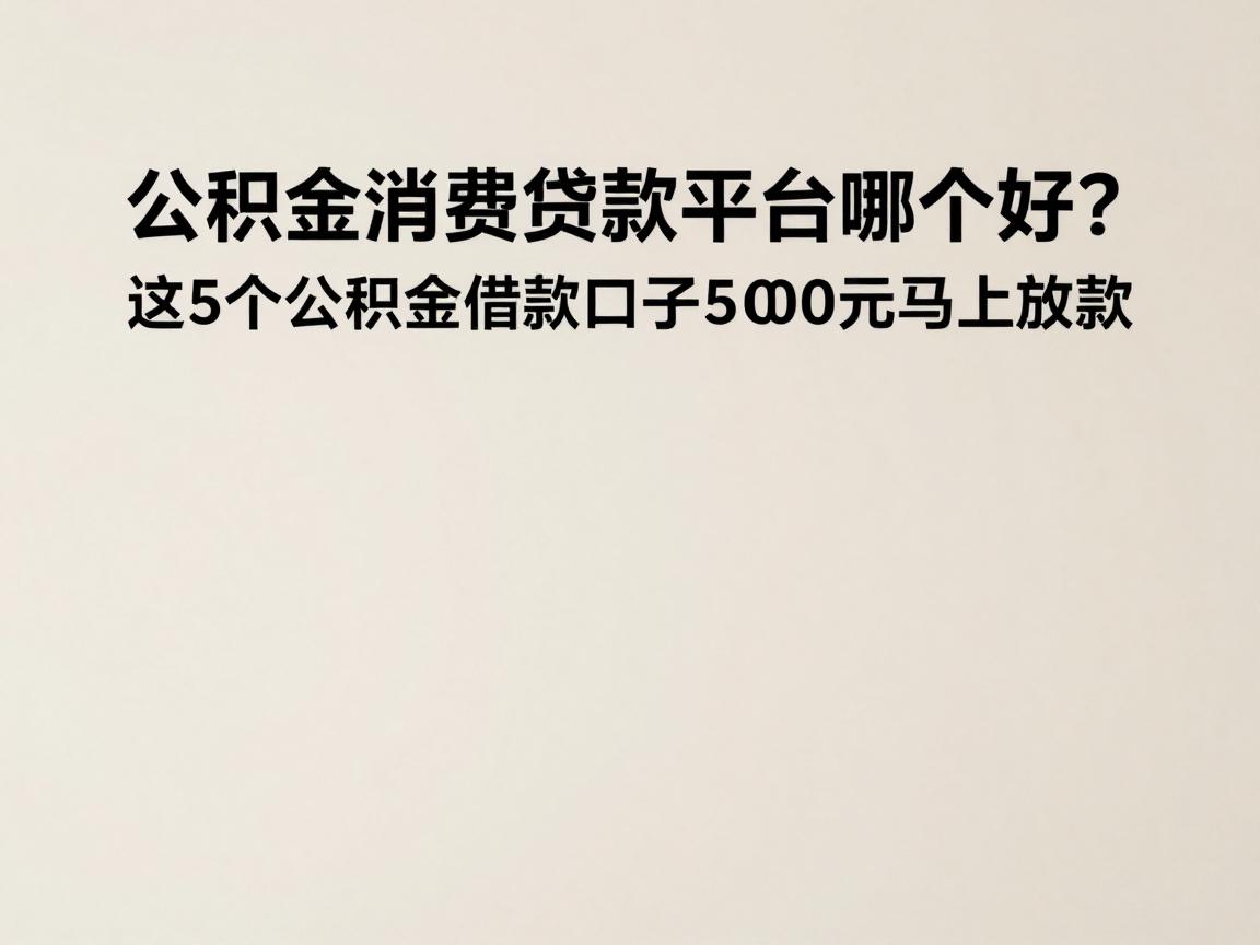 公积金消费贷款平台哪个好？这5个公积金借款口子500元马上放款，门槛低用过都说实用