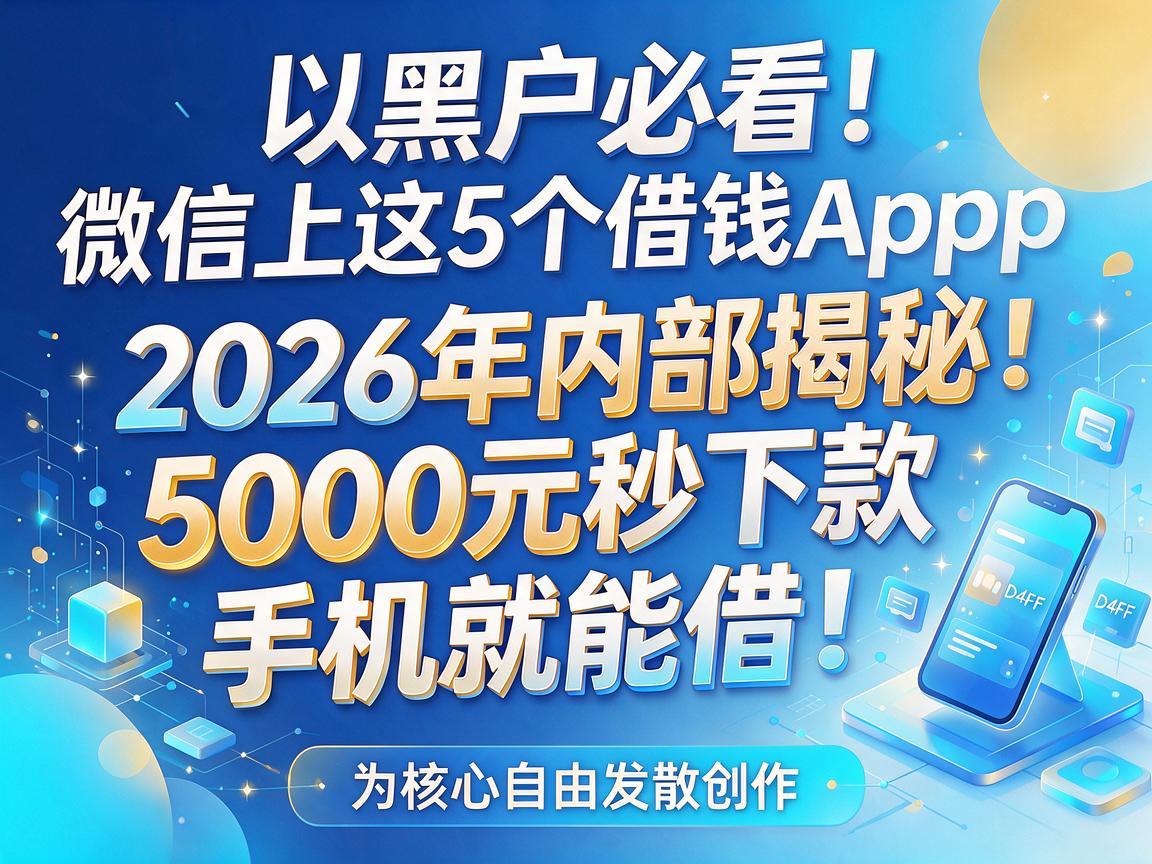 黑户必看!微信上这5个借钱App,2026年内部揭秘:5000元秒下款,手机就能借!