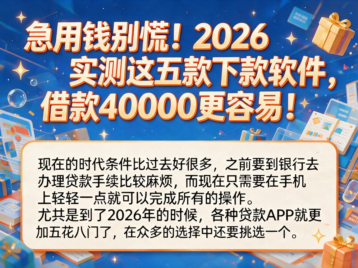 急用钱别慌!2026实测这五款下款软件,借款40000更容易