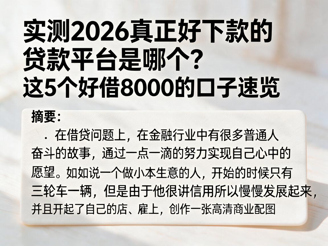 实测2026真正好下款的贷款平台是哪个？这5个好借8000的口子速览