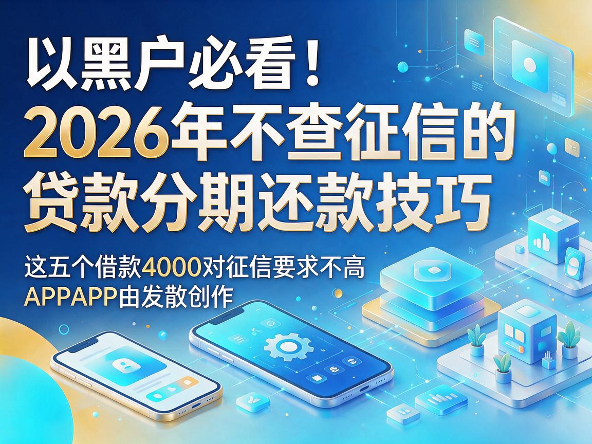 黑户必看！2026年不查征信的贷款分期还款技巧，这五个借款4000对征信要求不高APP推荐