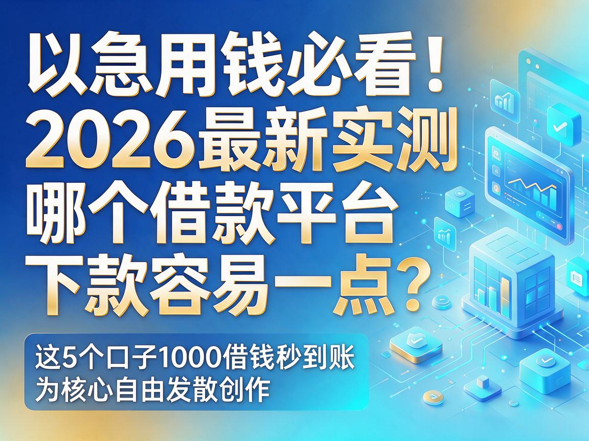 急用钱必看！2026最新实测：哪个借款平台下款容易一点？这5个口子1000借钱秒到账