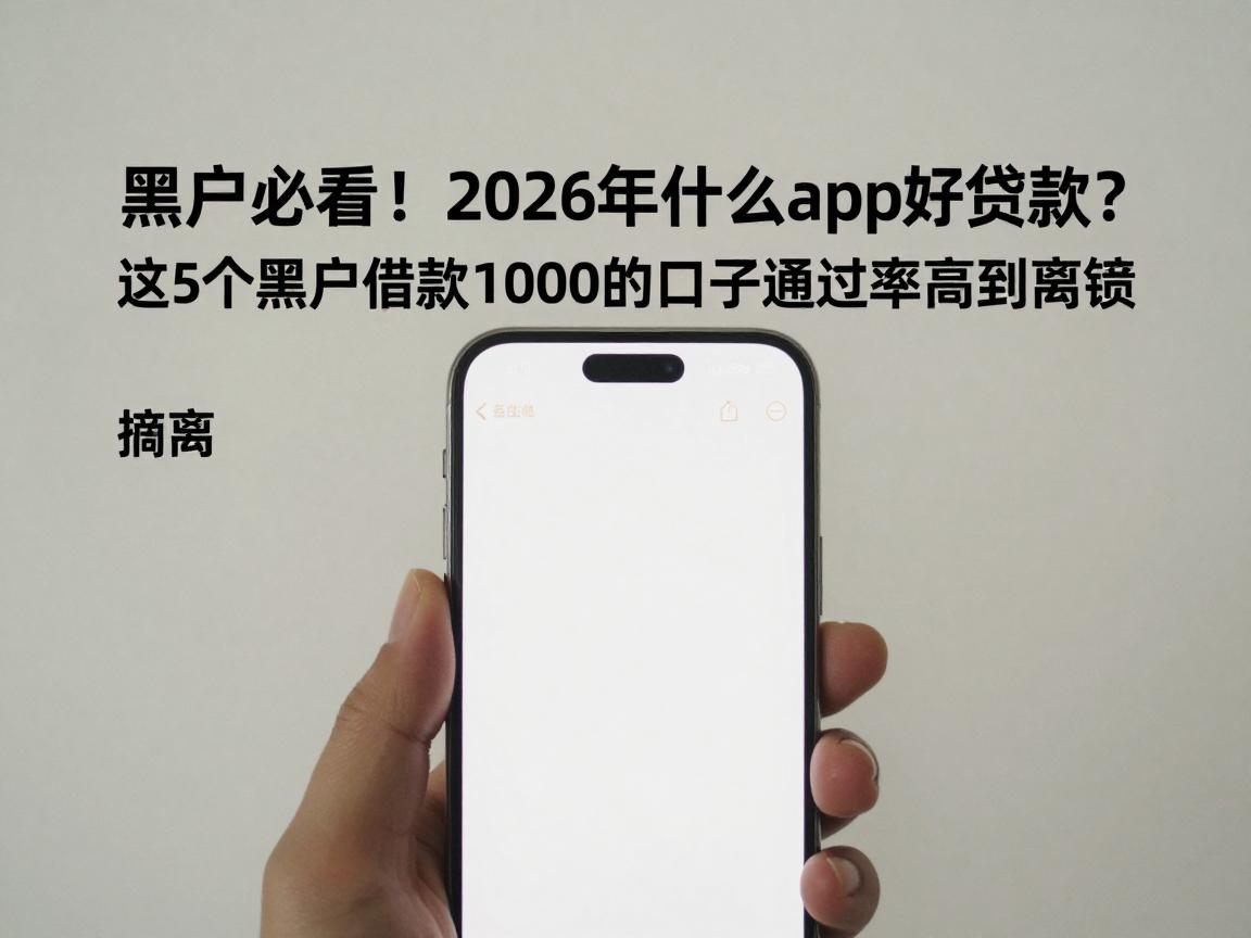 黑户必看！2026年什么app好贷款？这5个黑户借款1000的口子通过率高到离谱