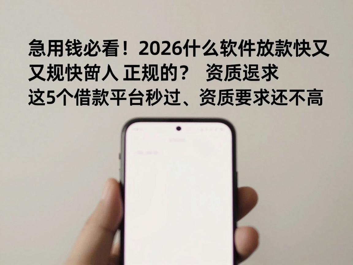 急用钱必看！2026什么软件放款快又正规的？这5个借款平台秒过、资质要求还不高