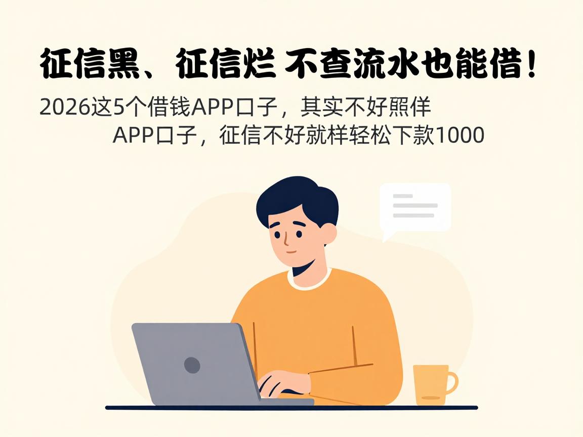 征信黑、征信烂、不查流水也能借!2026这5个借钱APP口子,征信不好照样轻松下款1000
